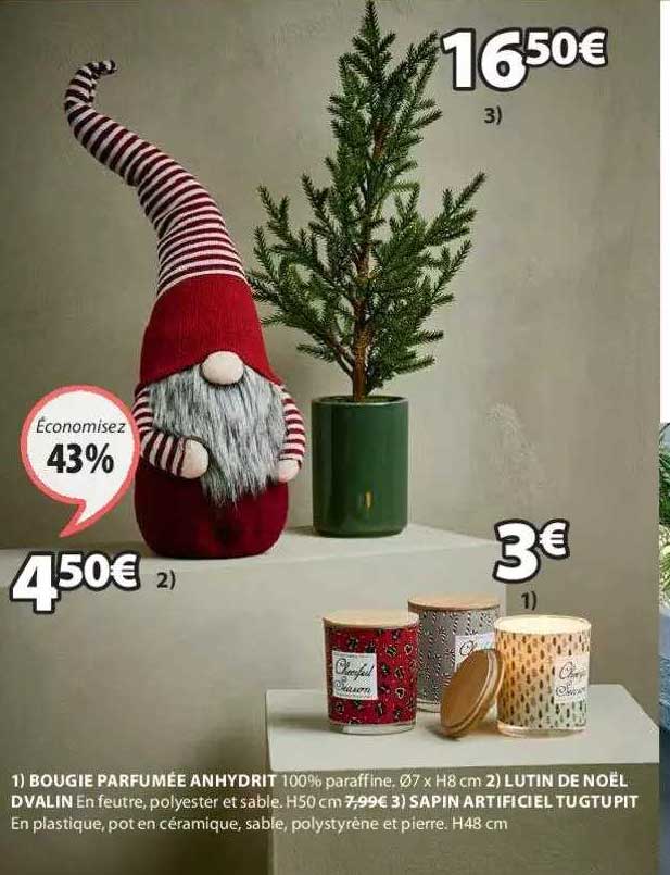 bougie parfumée anhydrit, lutin de noël dvalin, spain artificiel tugtupit