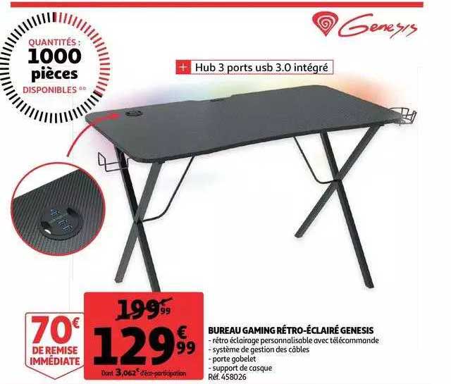 bureau gaming rétro-éclairé genesis