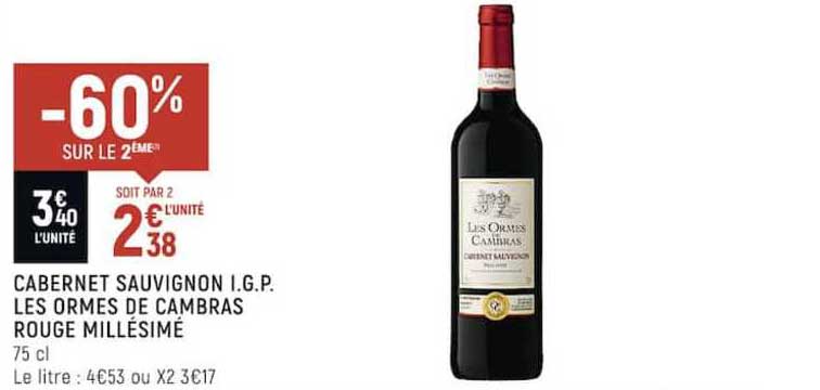 cabernet sauvignons i.g.p. les ormes de cambras rouge millésimé