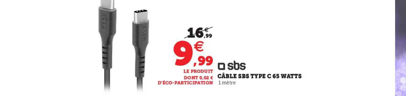 câble sbs type c 65 watts
