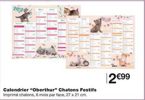 calendrier "oberthur" chatons festifs