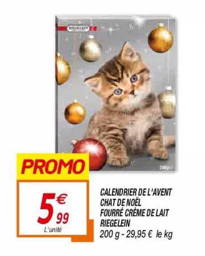 calendrier de l'avent chat de noël fourré crème de lait riegelein