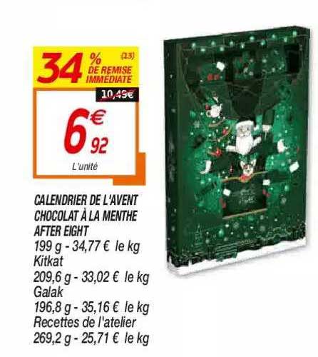 calendrier de l'avent chocolat à la menthe after eight