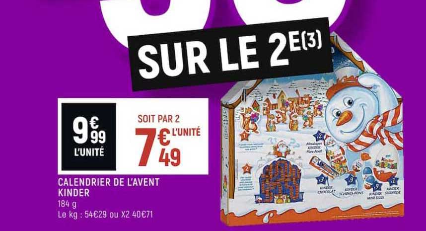 calendrier de l'avent kinder