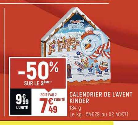 calendrier de l'avent kinder