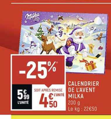 calendrier de l'avent milka