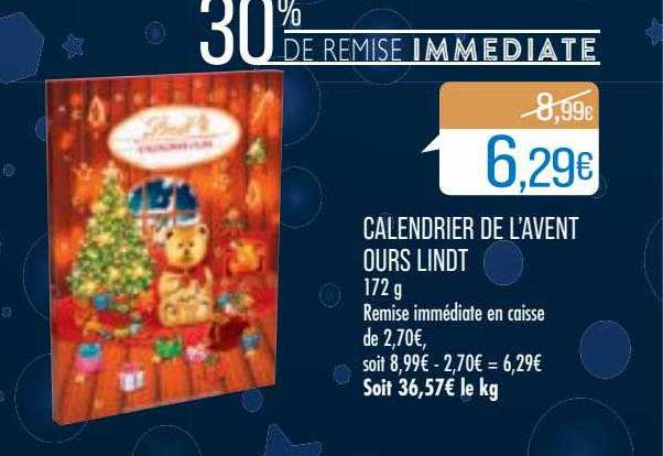 calendrier de l'avent ours lindt