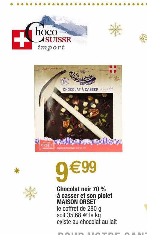 chocolat noir 70% à casser et son piolet maison orset