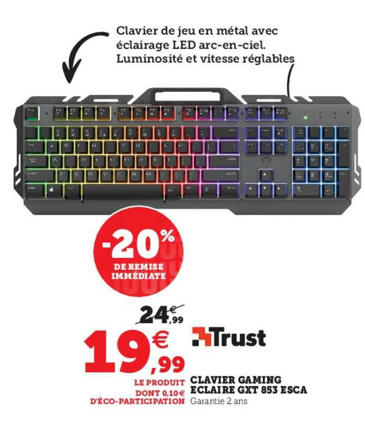 clavier gaming éclaire gxt 853 esca trust
