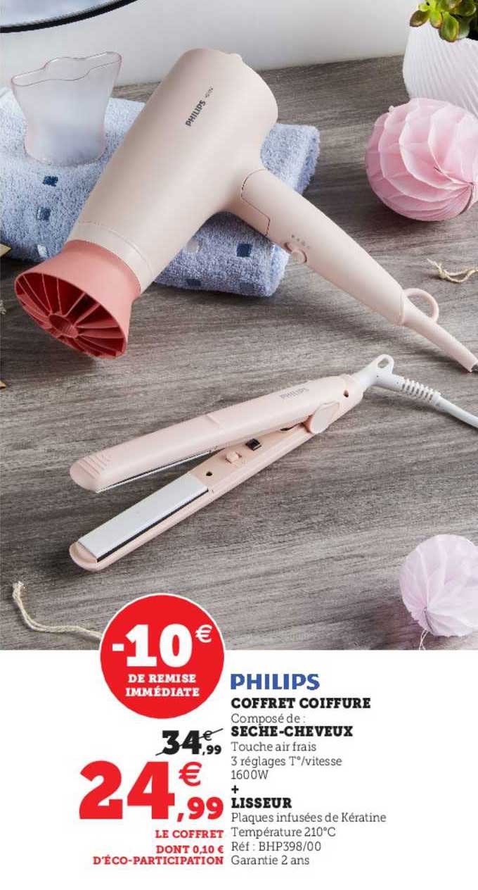 coffret coiffure, sèche-cheveux + lisseur