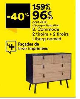 commode 2 tiroirs + 2 tiroirs liborg nomad