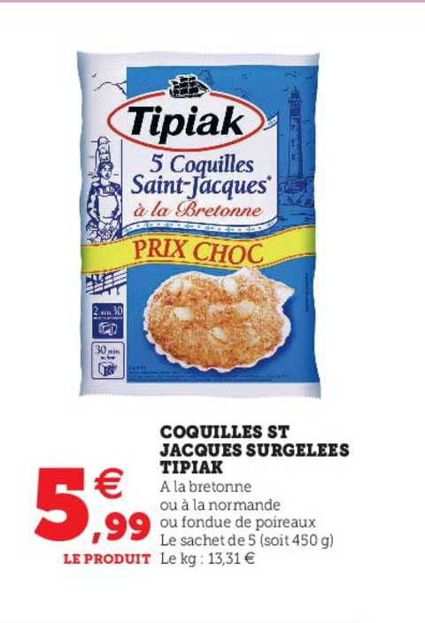 coquilles st jacques surgelées tipiak