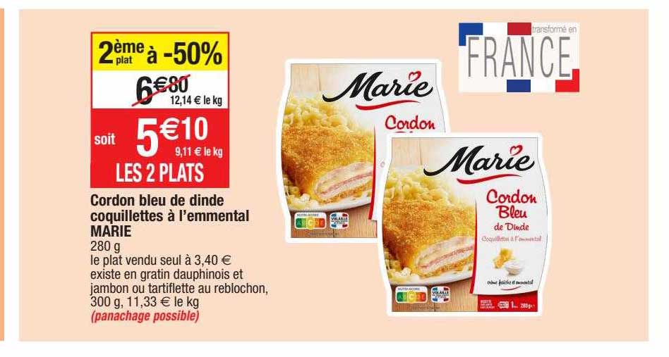 Cordon Bleu De Dinde Coquillettes à L'emmental Marie