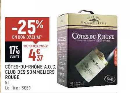 côtes-du-rhône a.o.c. club des sommeliers rouge