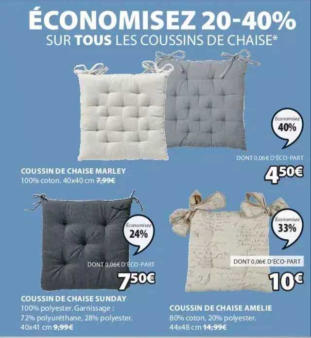 coussin de chaise sunday, coussin de chaise amelie, coussin de chaise marley