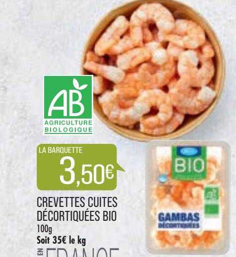 Crevettes Cuites Décortiquées Bio