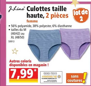 culottes taille haute, 2 pièces femme j-line