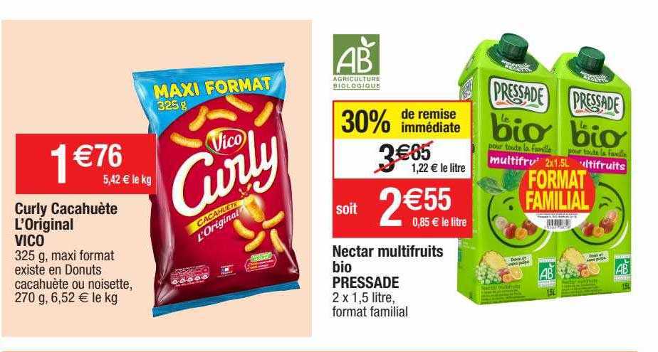 Curly Cacahuète L'original Vico, Nectar Multifruits Bio Pressade