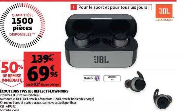 écouteurs tws jbl reflect flow noirs
