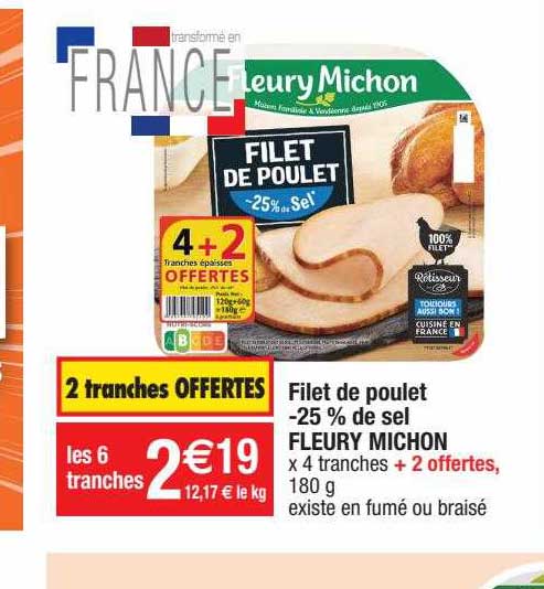 filet de poulet -25% de sel fleury michon