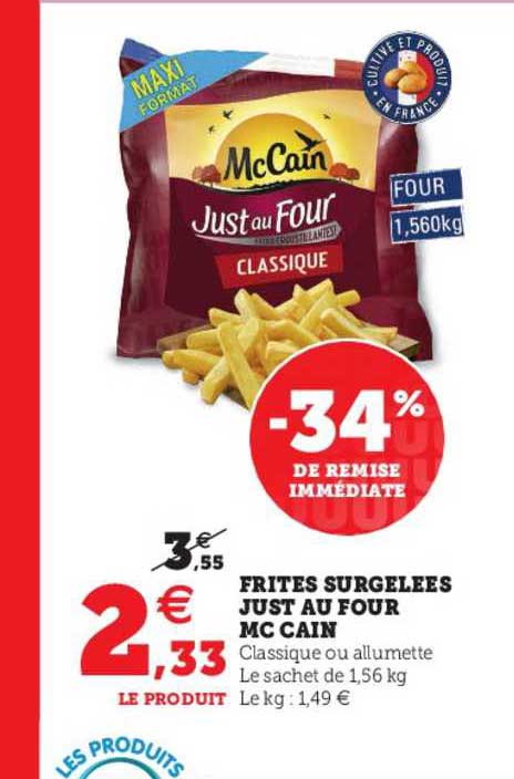 frites surgelées just au four mc cain