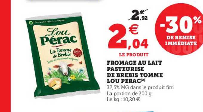 fromage au lait pasteurisé de brebis tomme lou pérac