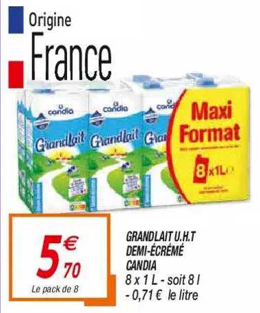 grand lait u.h.t. demi-écrémé candia