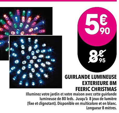 guirlande lumineuse extérieure 8m féeric christmas