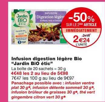 infusion digestion légère bio "jardin bio étic"