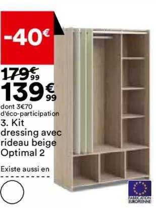 kit dressing avec rideau beige optimal 2
