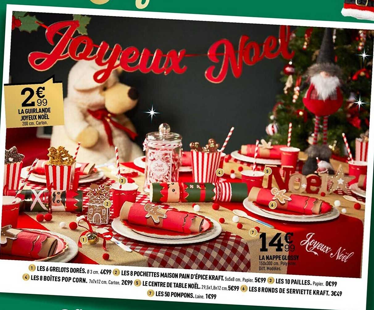la guirlande joyeux noël, la nappe glossy