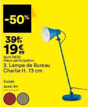 lampe de bureau charlie h. 73 cm
