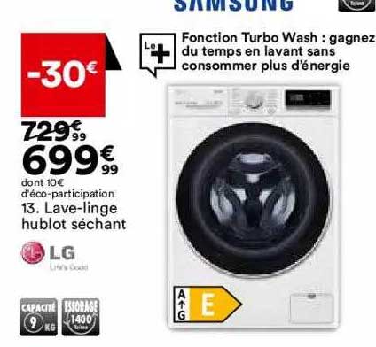 Lave-linge Hublot Séchant Lg