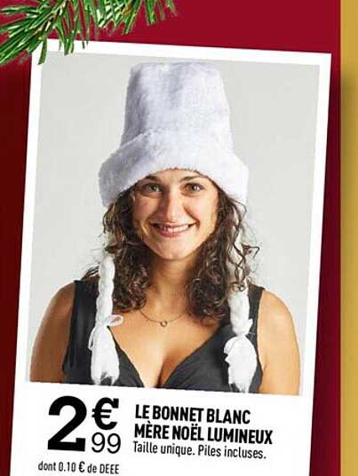 le bonnet blanc mère noël lumineux