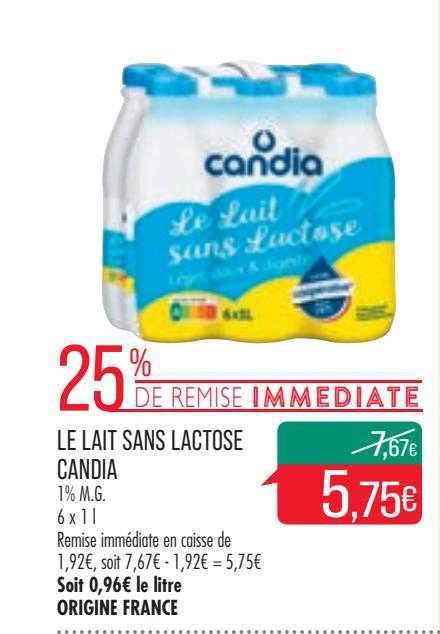 le lait sans lactose candia