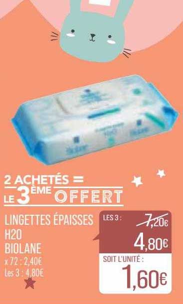 lingettes épaisses h20 biolane