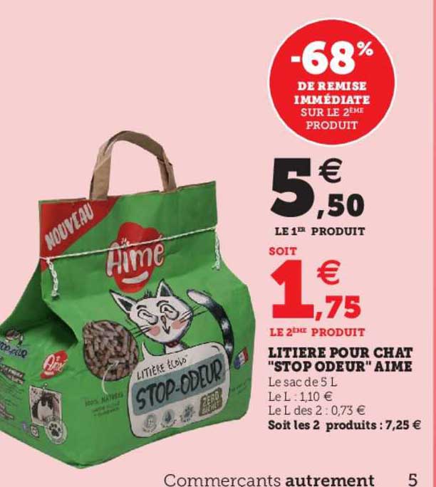 litière pour chat "stop odeur" aimé