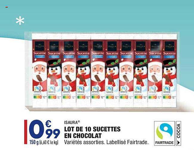 lot de 10 sucettes en chocolat isaura