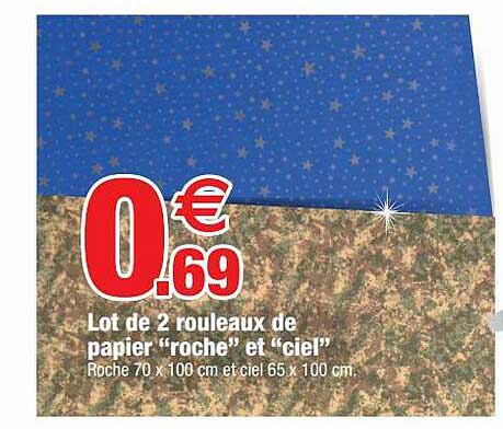 lot de 2 rouleaux de papier "roche" et "ciel"