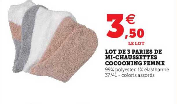 lot de 3 paires de mi-chaussettes cocooning femme