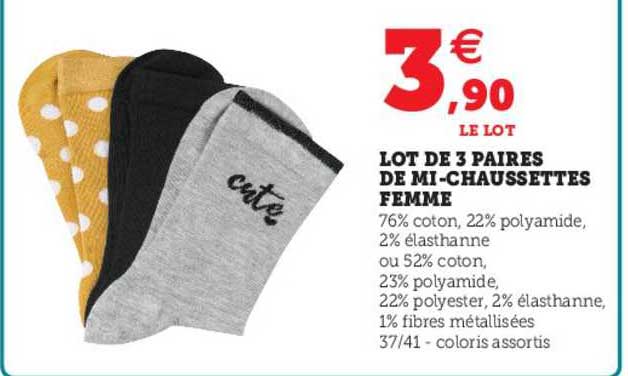lot de 3 paires de mi-chaussettes femme