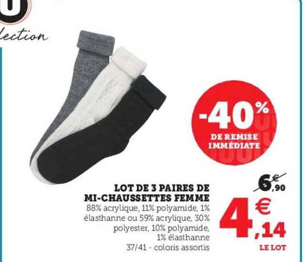 lot de 3 paires de mi-chaussettes femme