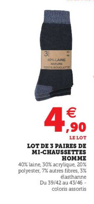 lot de 3 paires de mi-chaussettes homme