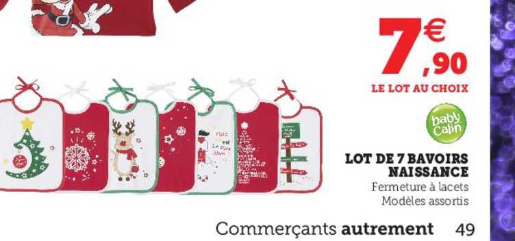 lot de 7 bavoirs naissance baby calin