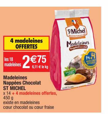 madeleines nappées chocolat st michel