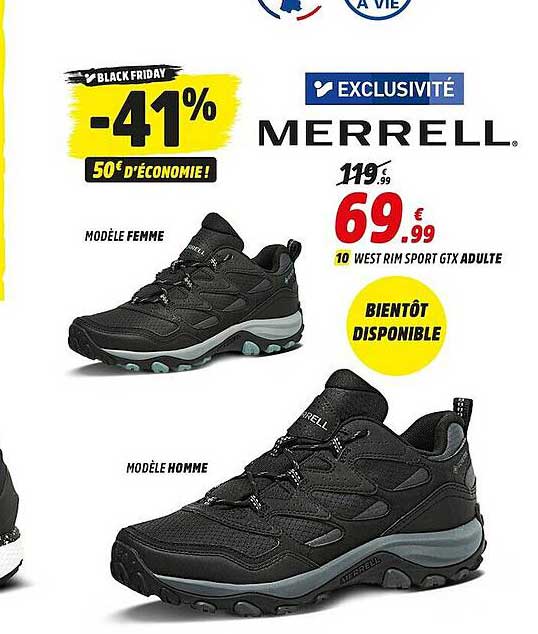 merrell west rim sport gtx adulte