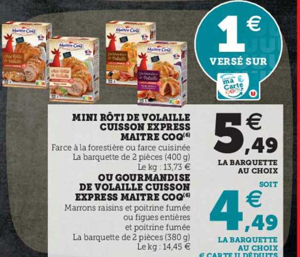 mini rôti de volaille cuisson express maître coq, ou gourmandise de volaille cuisson express maître coq