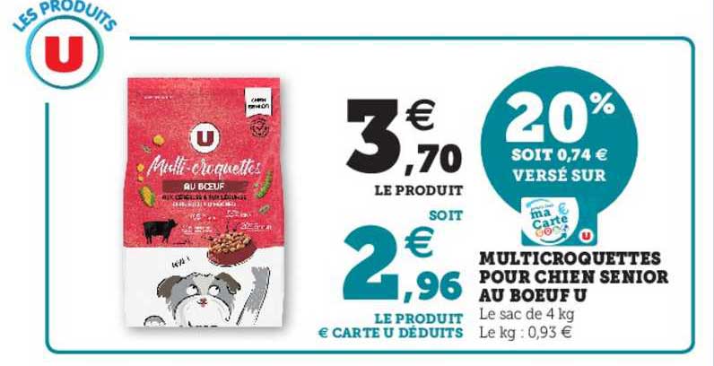 multi croquettes pour chien senior au bœuf u