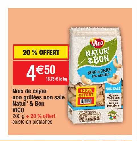 noix de cajou non grillées non salé natur' & bon vico