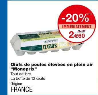 oeufs de poules élevées en plein air "monoprix"